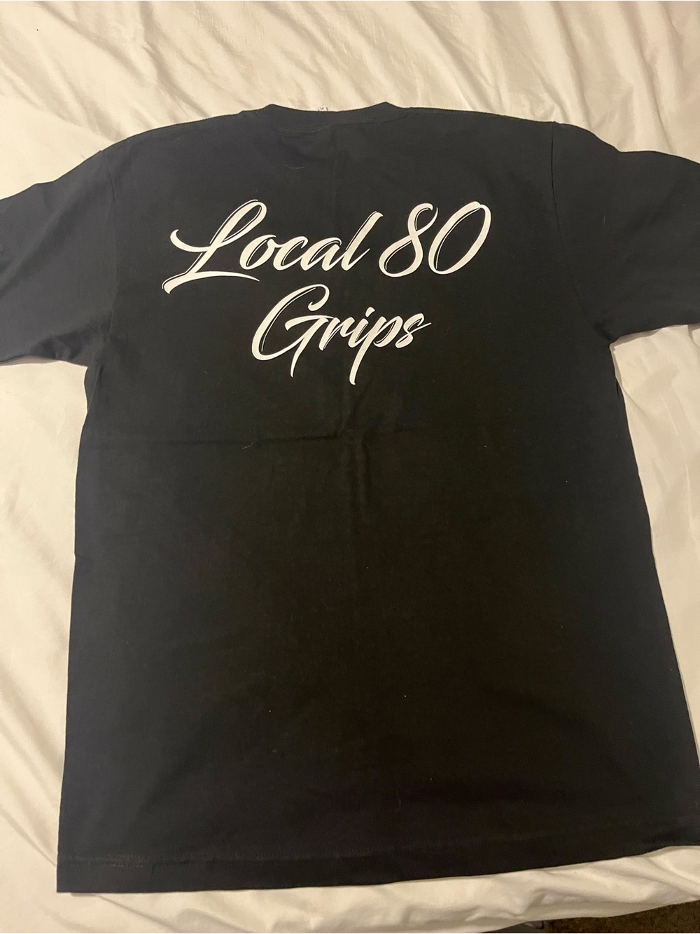 Alstyle Black Tee with White "Local 80 Grips" Script